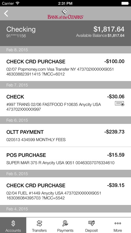 Bank of the Ozarks Mobile screenshot-3