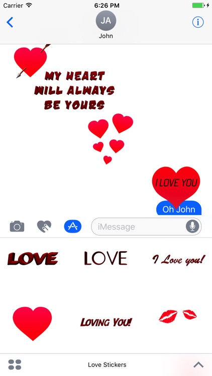 Love Stickers for iMessage, Animated Hearts, Text