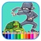 Turtles And Ninja Man Coloring Page Game Version