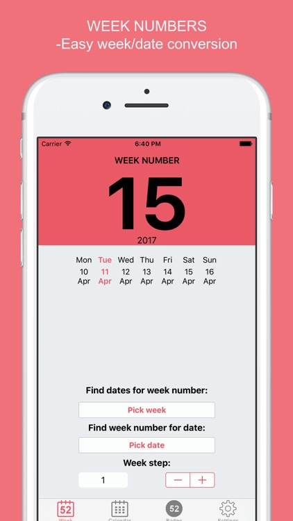 ISO+US week numbers with widget