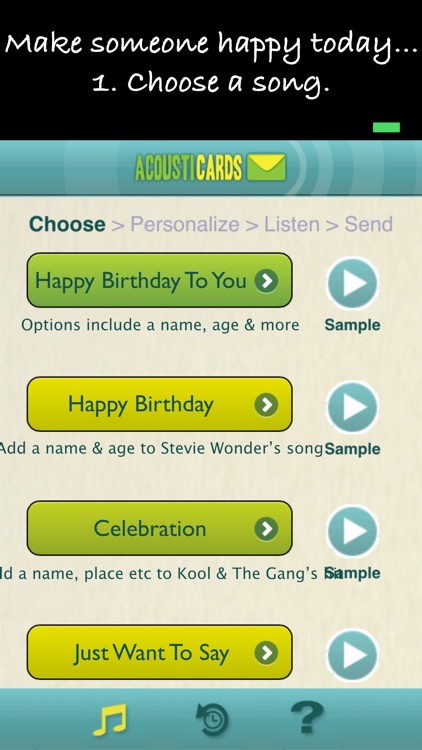 AcoustiCards:Personalized songs, musical greetings