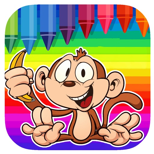 Toddler Kids Coloring Page Game For Monkey Icon
