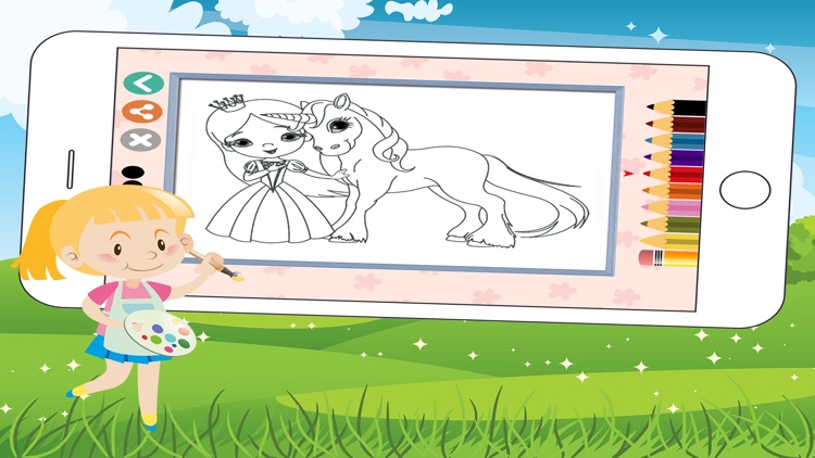 Princess Coloring Book Game and Page for Kids