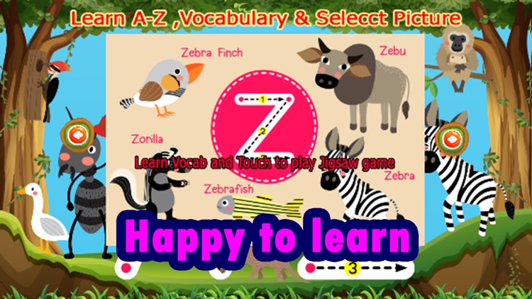 A to Z Vocabulary learning and Jigsaw game for kid screenshot-3