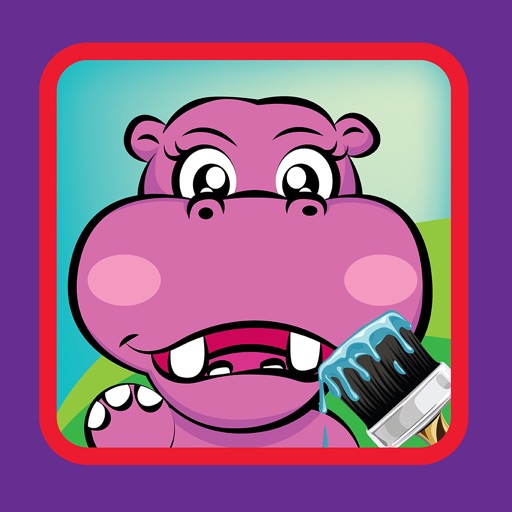 Game for Family Coloring Hippo Drawing Icon