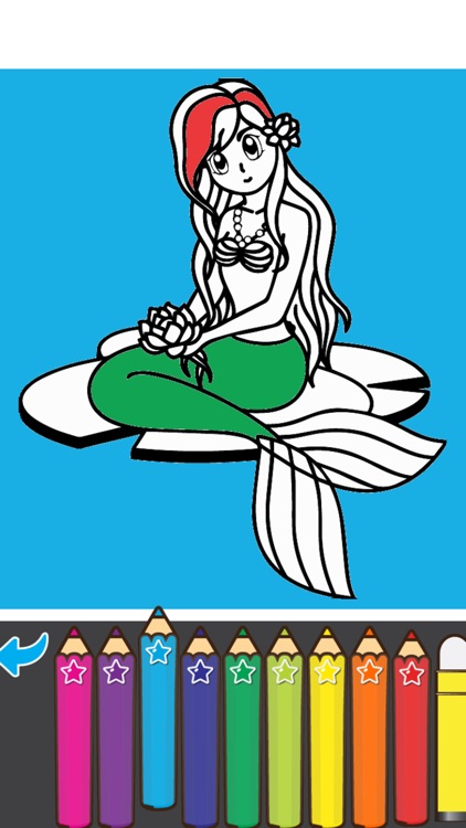 Coloring Mermaid Cartoon Book for preschool