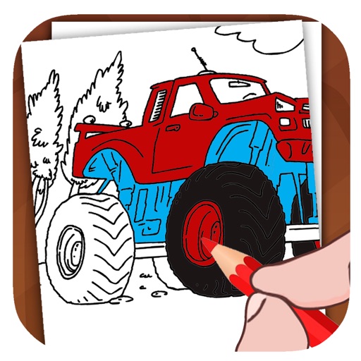 Kids Monster Truck Coloring Page Game Education Icon