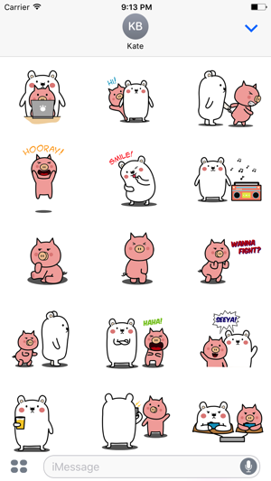 Animated PIg and BEAr Stickers