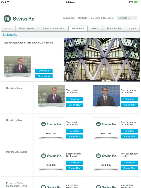 Swiss Re Investor Relations - Media Relations App