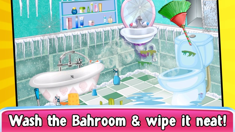 Ice Princess Doll House Cleaning Games screenshot-3