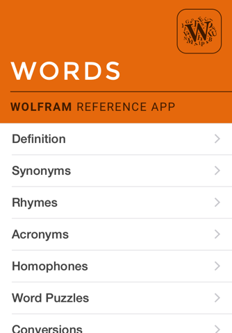 Wolfram Words Reference App - náhled