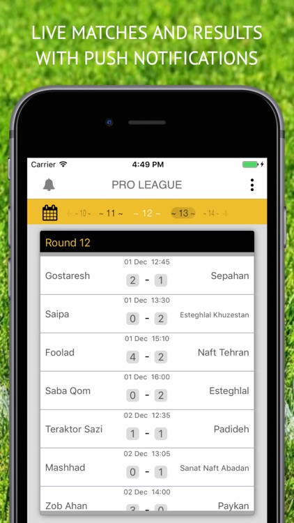 Results for Iran Pro League - نتایج زنده فوتبال