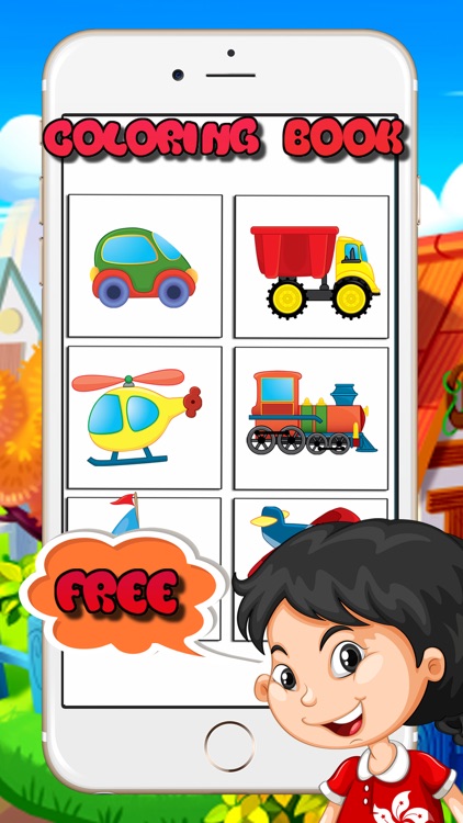 drawing car and trucks coloring book for kids game