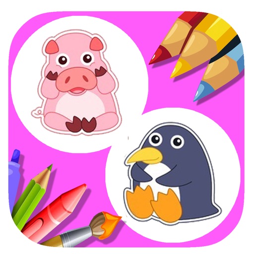 Free Coloring Game Pig And Penguin Version iOS App