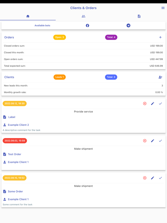 Clients and Orders CRM