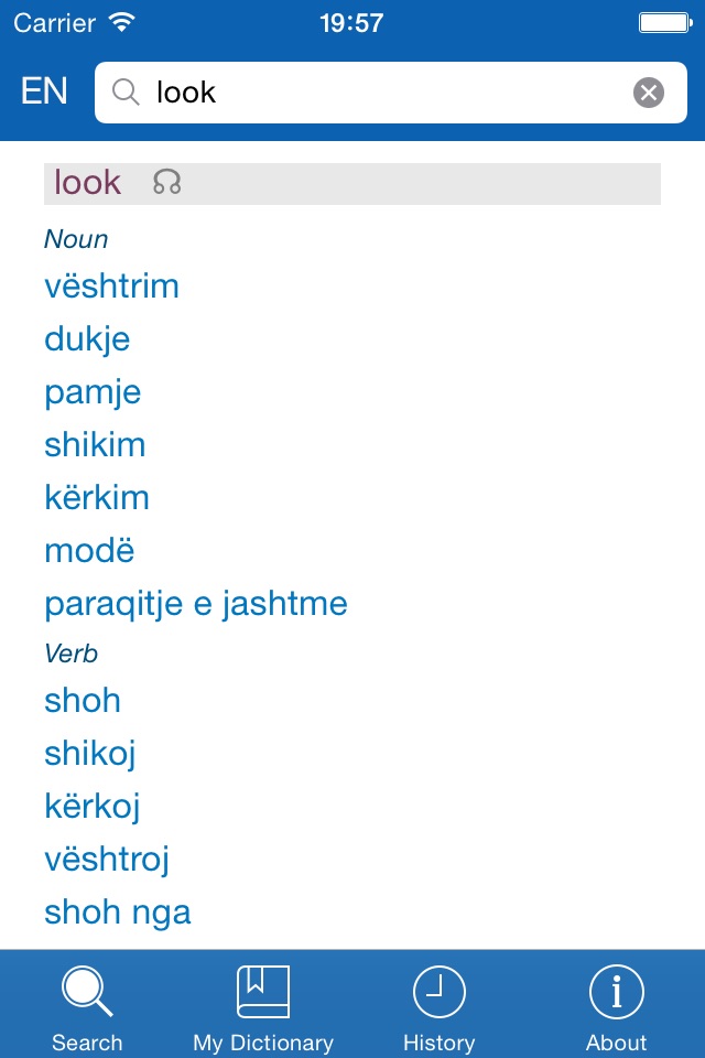 Albanian−English dictionary screenshot 2