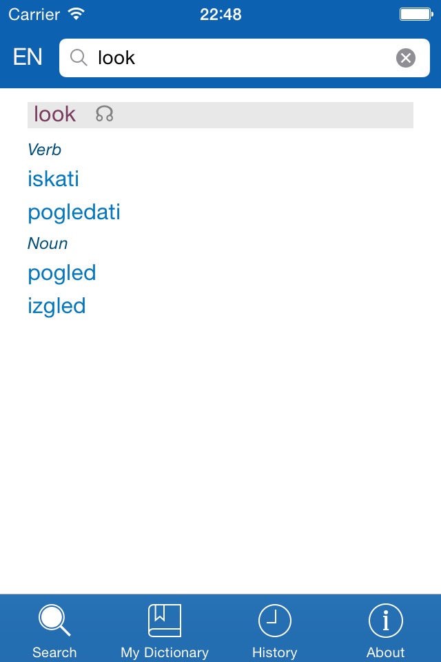 Slovenian−English dictionary screenshot 2