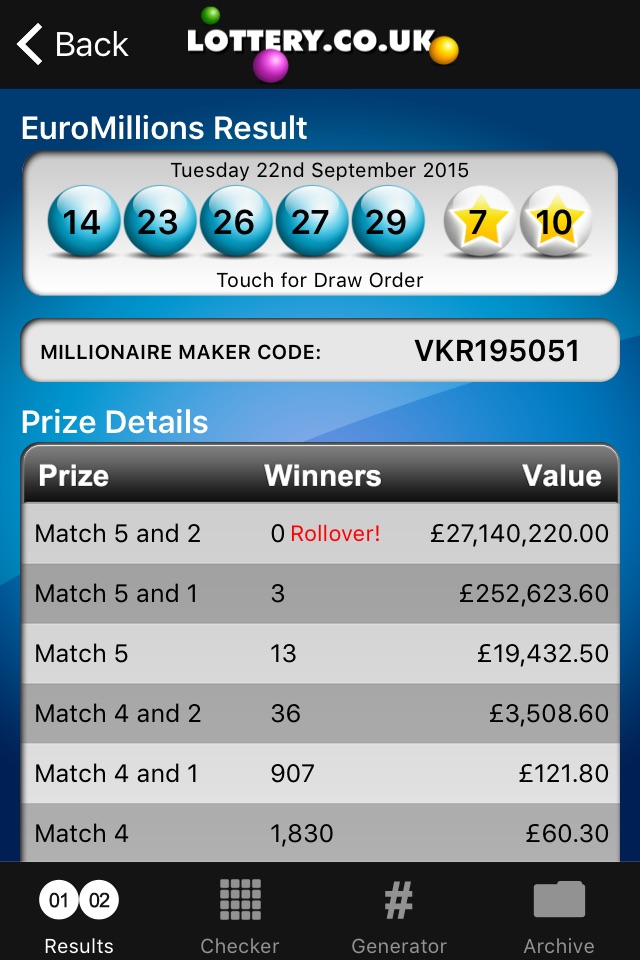 Euro-Millions screenshot 2