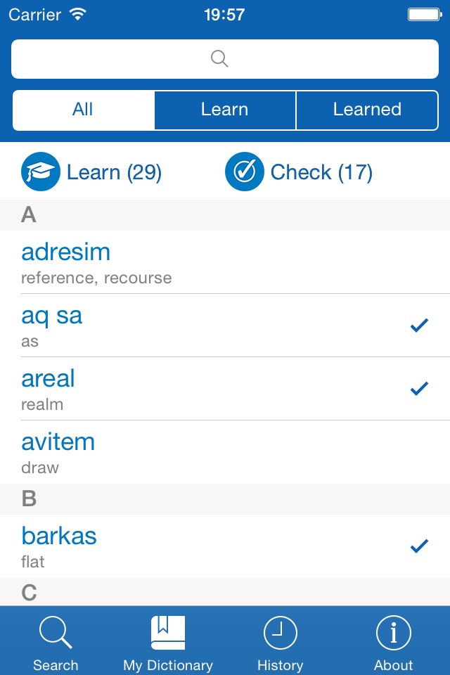 Albanian−English dictionary screenshot 3
