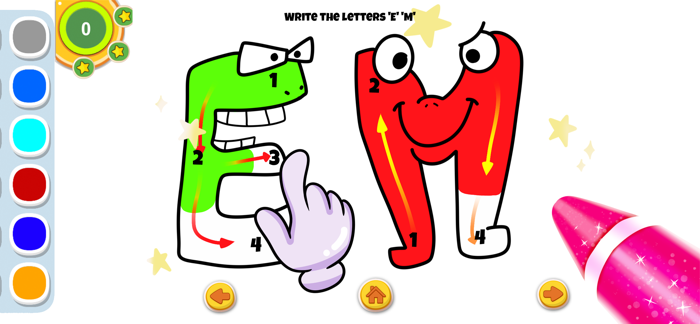 Glitter Cute Alphabet Coloring