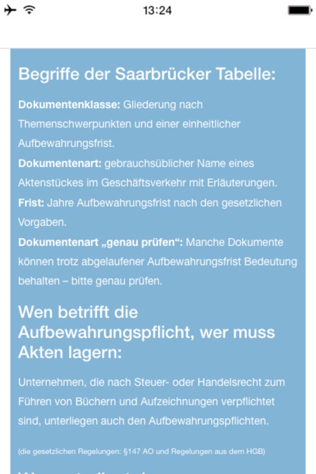 Aufbewahrungsfristen screenshot 4