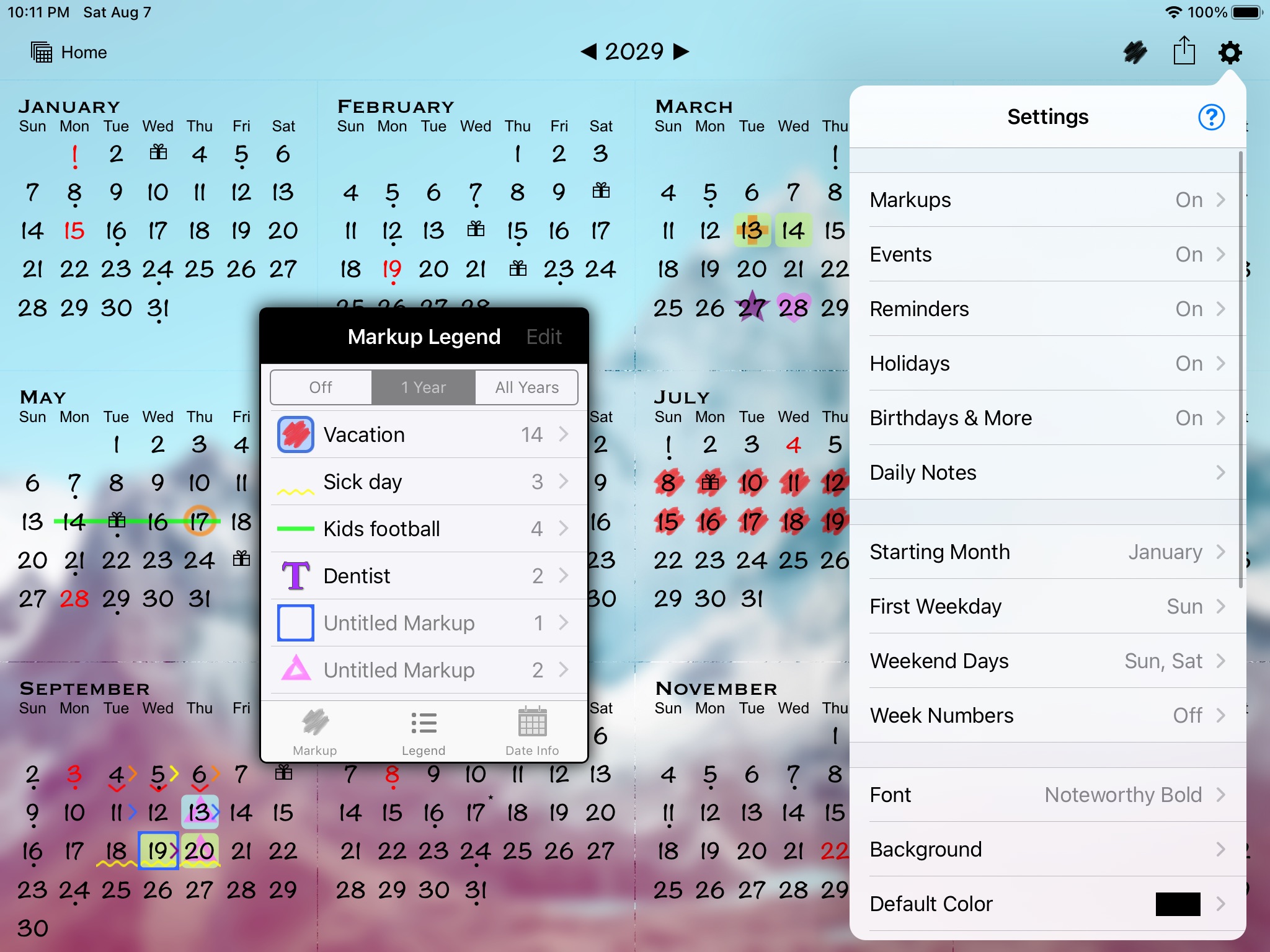 All-in-One Year Calendar Pro screenshot 2