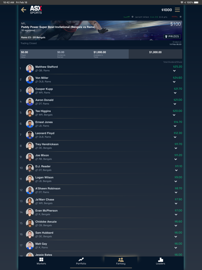 ASX Sports Fantasy Sports