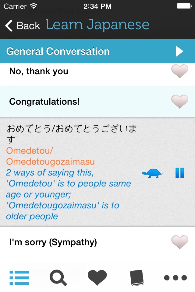 Learn Japanese - Phrasebook screenshot 2