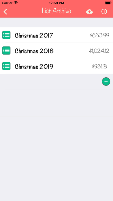 Christmas Gift List Tracker Screenshot
