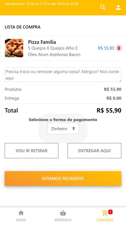 Opção Tele-Pizza