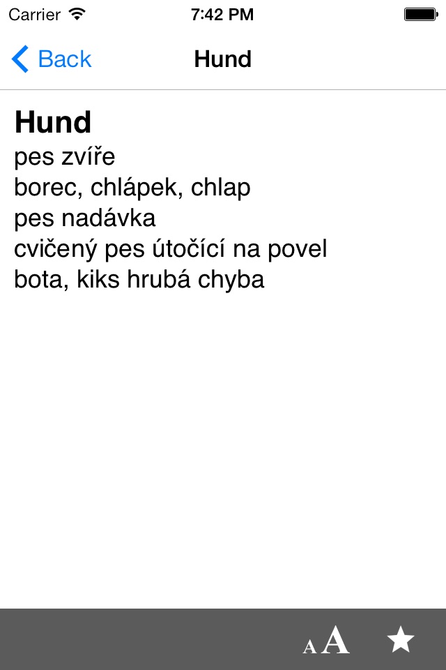 Czech-German dictionary screenshot 4