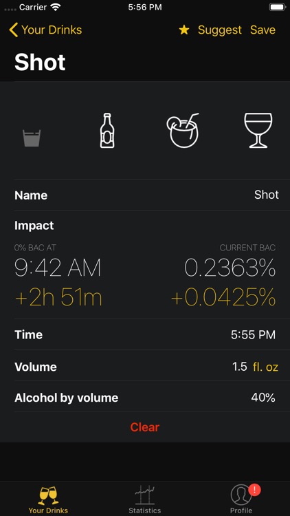 Drink alcohol measurement