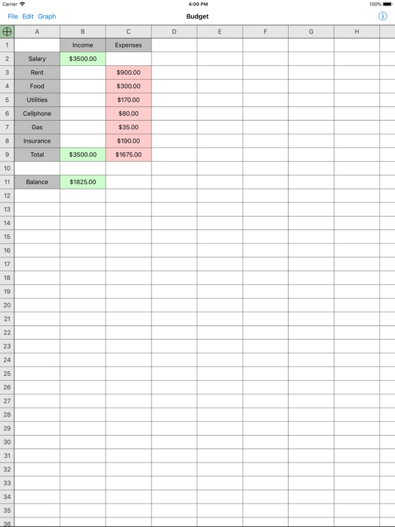 Free Spreadsheet screenshot