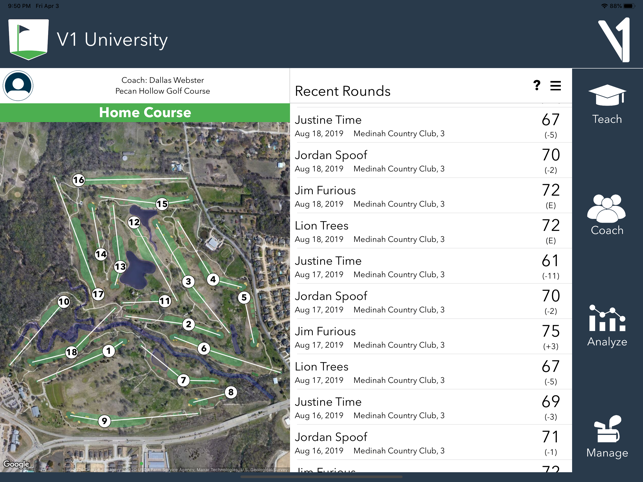 V1 Coach: Teach Golf w/ Stats