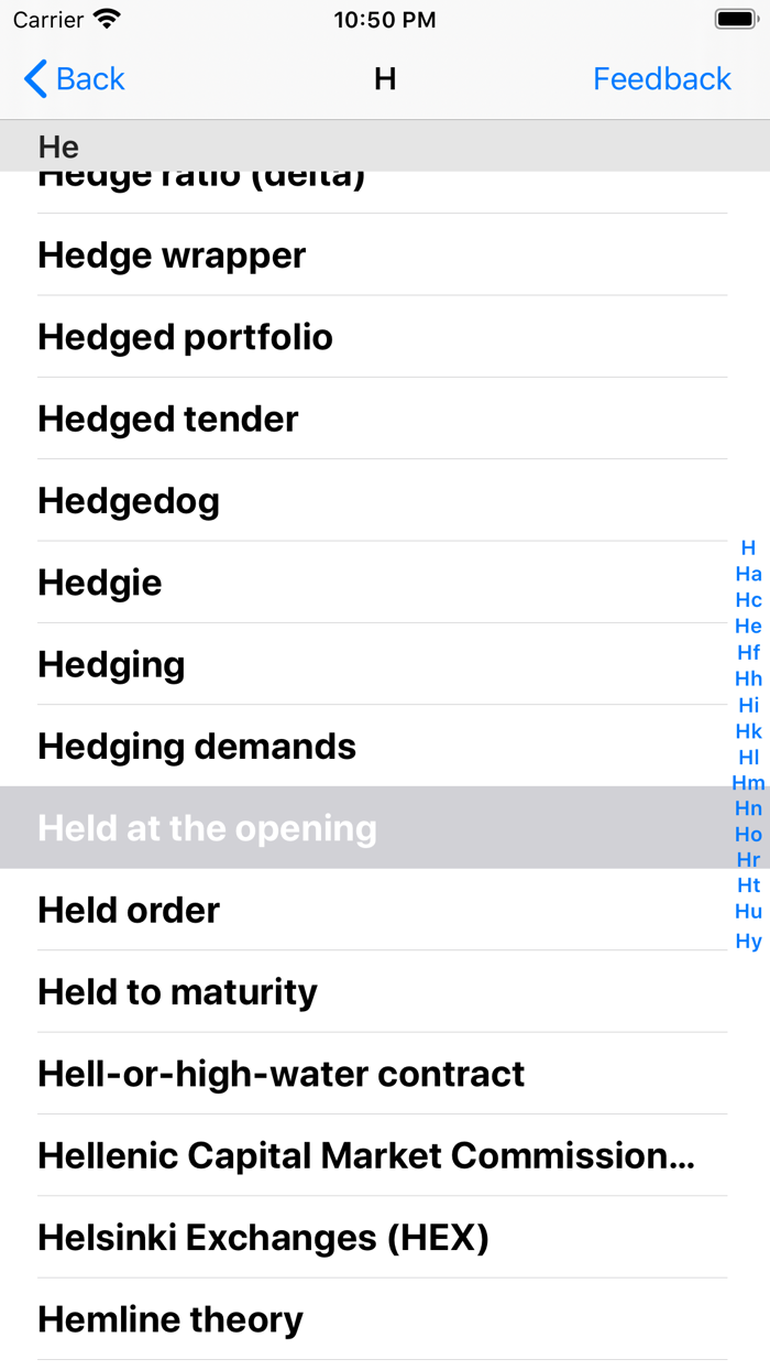Harveys Financial Glossary