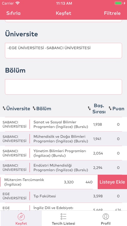 TercihList TYT YKS Tercih Botu