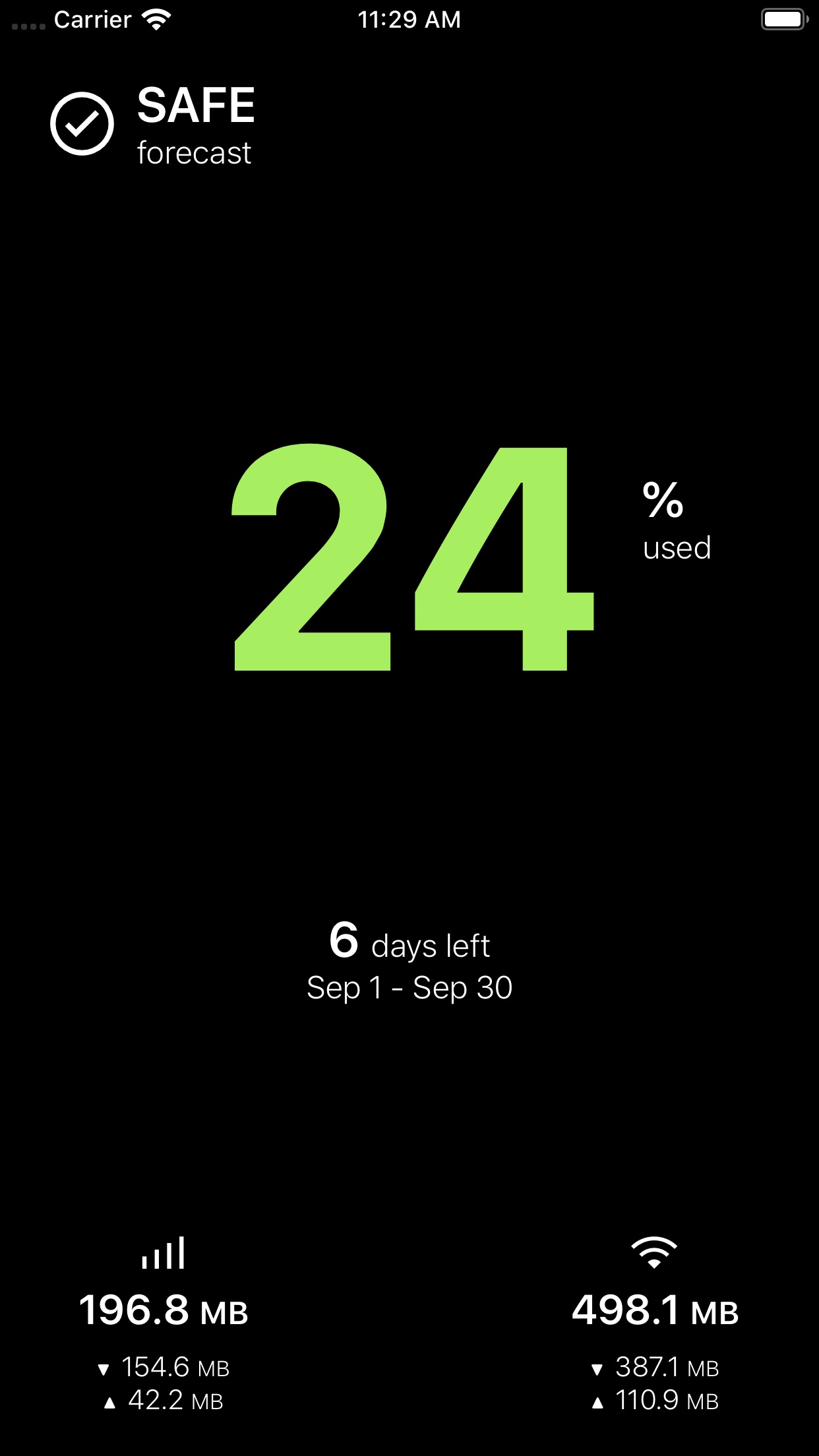 Screenshot do app DataMan - track data usage