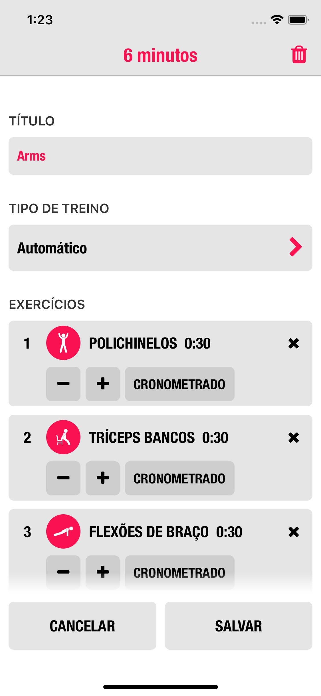Screenshot do app Streaks Workout