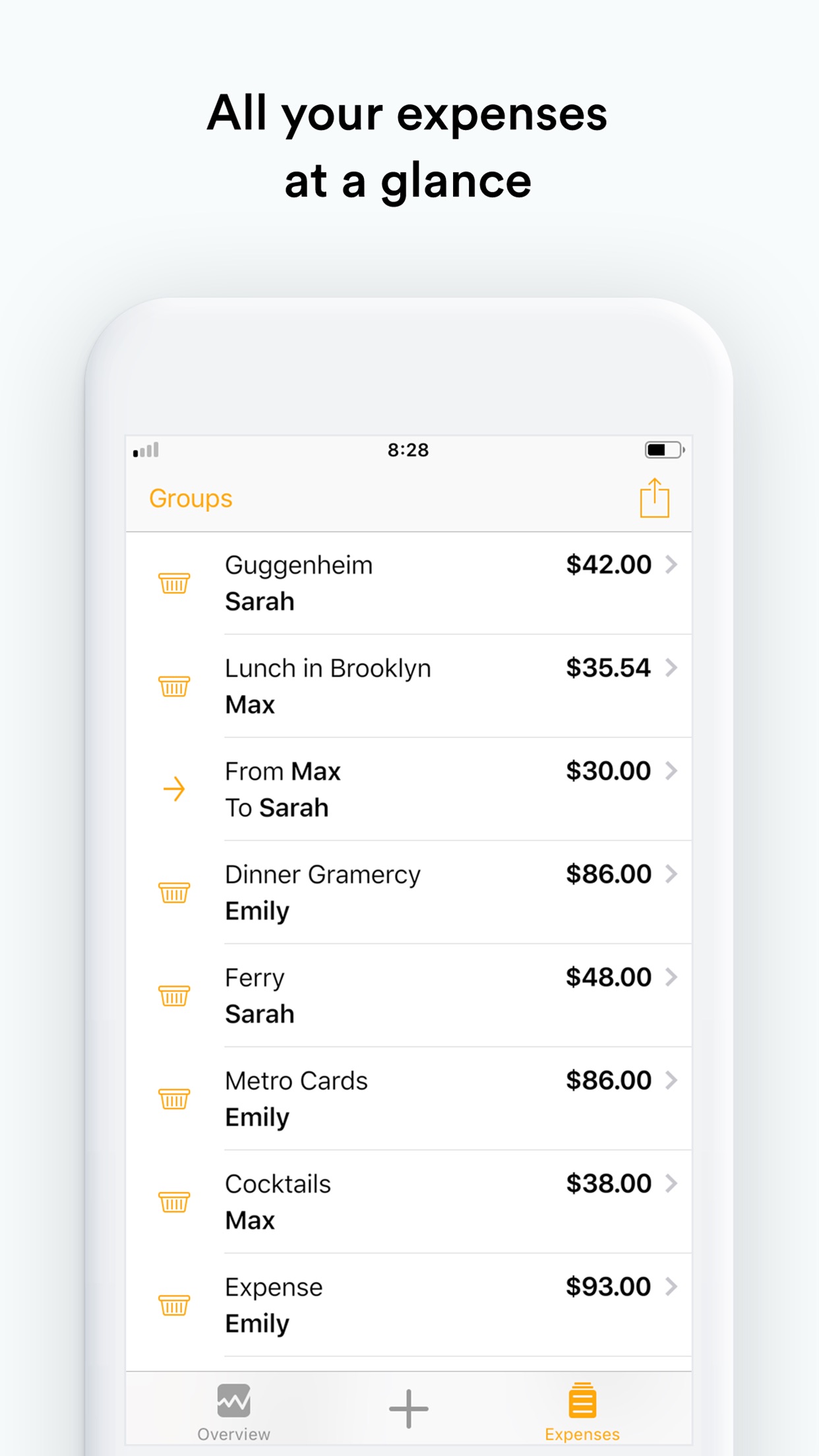 Screenshot do app Splid – Split group bills