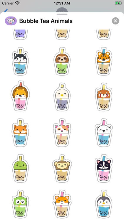 Bubble Tea Animals Stickers