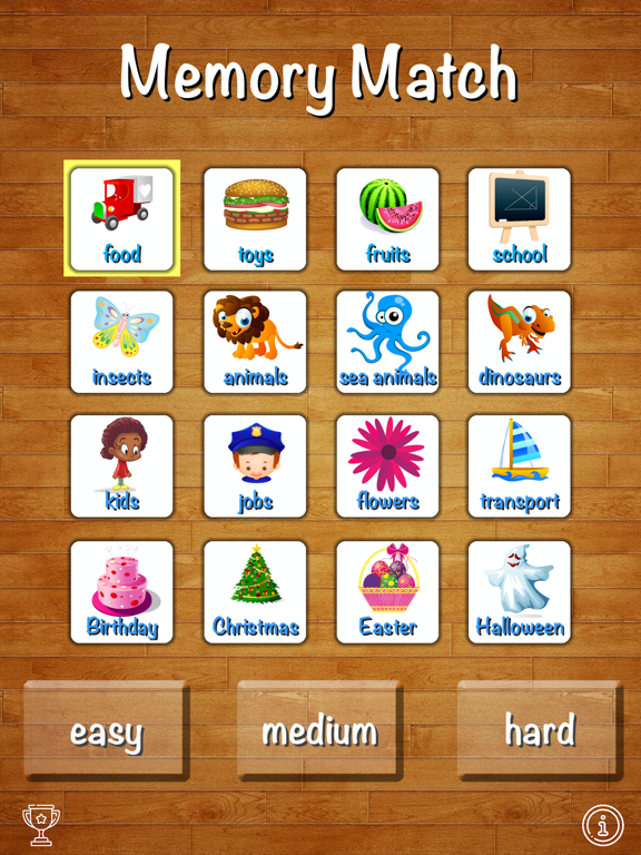 Memory Match for kids - find pairs, match cards and train your memory and concetration! screenshot