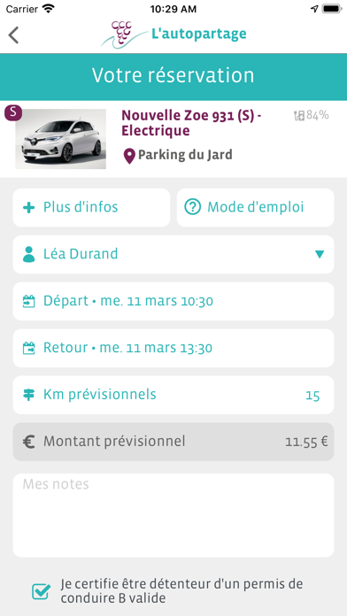 Autopartage CCGVM screenshot 2