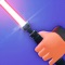 Drag your finger on the screen to rotate your laser sword and cut floating cubes