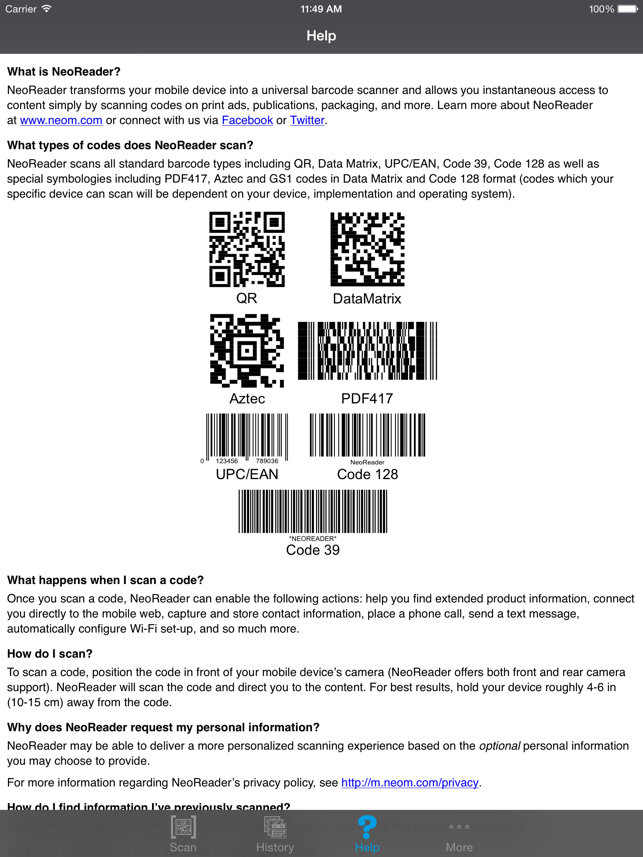 ‎NeoReader®-QR&BarcodeScanner Screenshot
