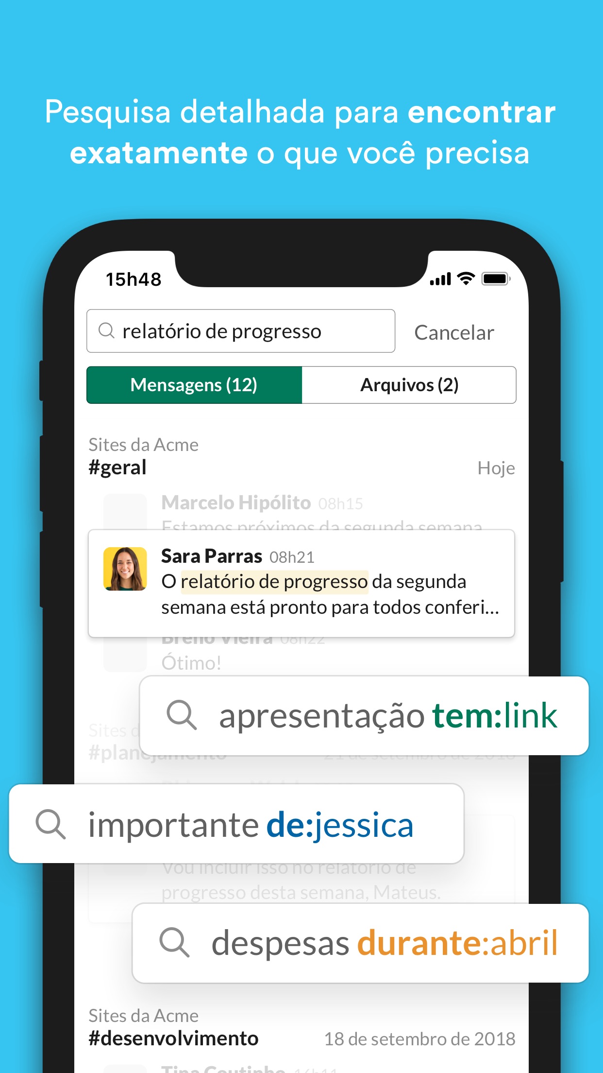 Screenshot do app Slack