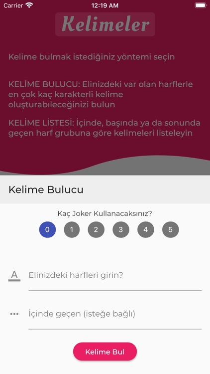 Kelime Bulucu - Kelimeler.xyz