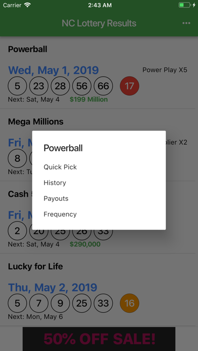NC Lottery Results screenshot 2