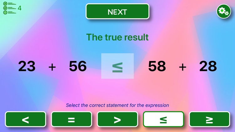 Choose a mathematical sign