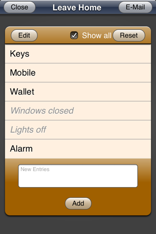 Checklists App - náhled