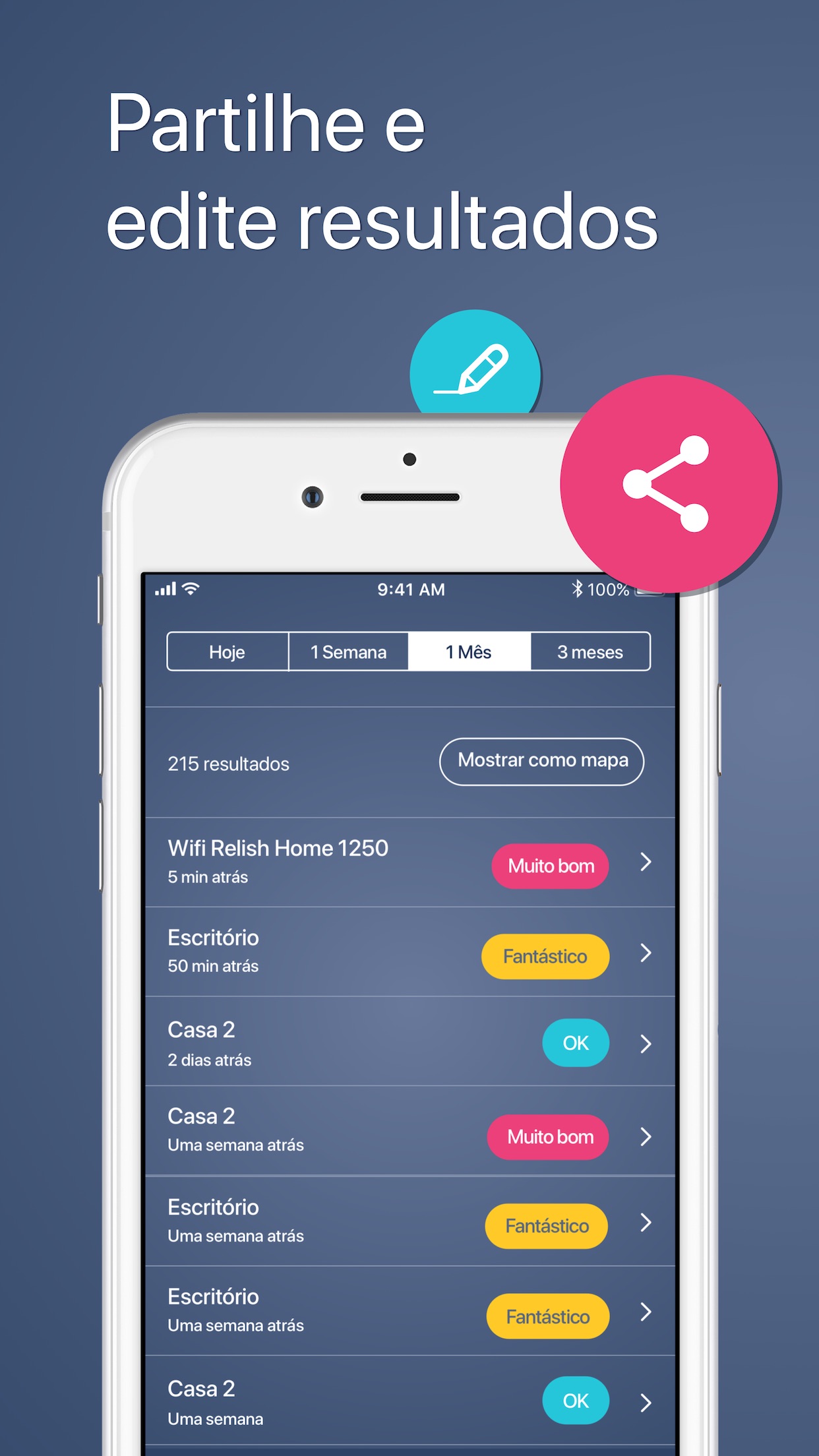 Screenshot do app Meteor: teste de rede